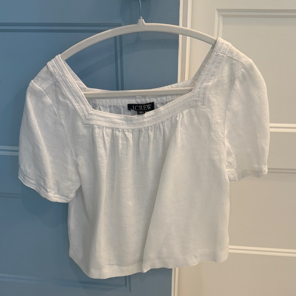 J. Crew White Blouse with Square Neckline
